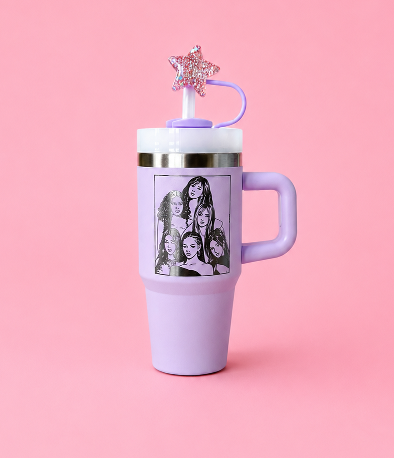 K-Pop Fan Gift girl band Tumbler – Laser Engraved Insulated Cup 400ml, Personalised Quencher-style tumbler cup with handle 14oz