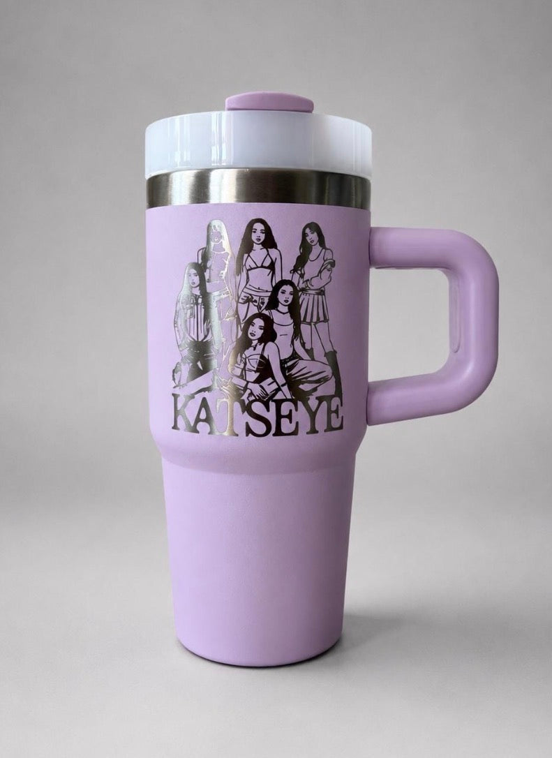 K-Pop Fan Gift girl band Tumbler – Laser Engraved Insulated Cup 400ml, Personalised Quencher-style tumbler cup with handle 14oz