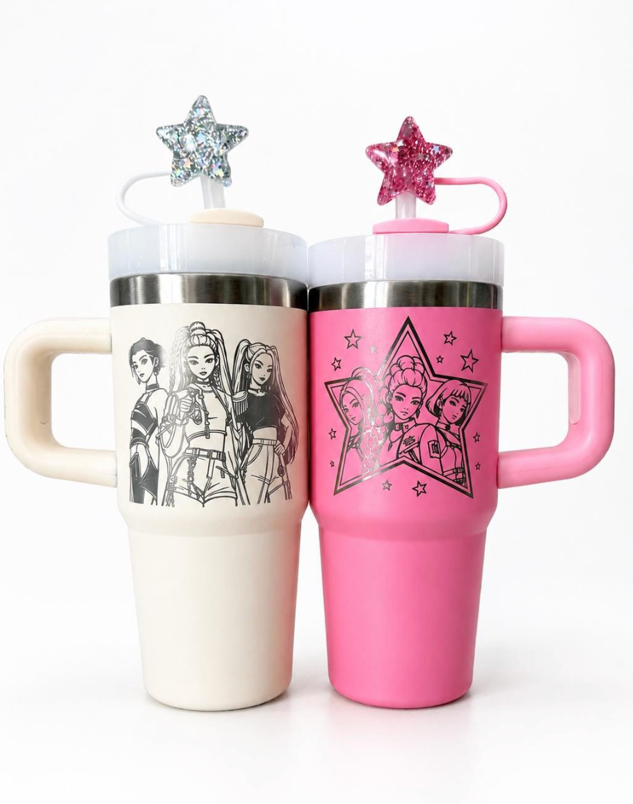 K-Pop Fan Gift Tumbler – Laser Engraved Insulated Cup 400ml, Personalised Quencher-style tumbler cup with handle 14oz (Copy)