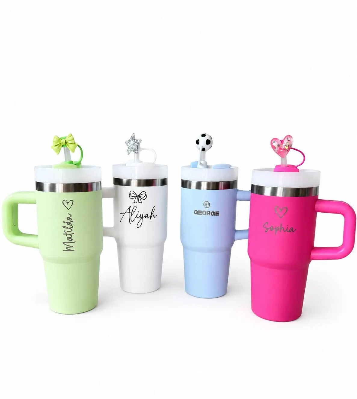 LASER ENGRAVED kids children’s small size travel tumbler flask with handle and straw-personalised mini cup-14oz