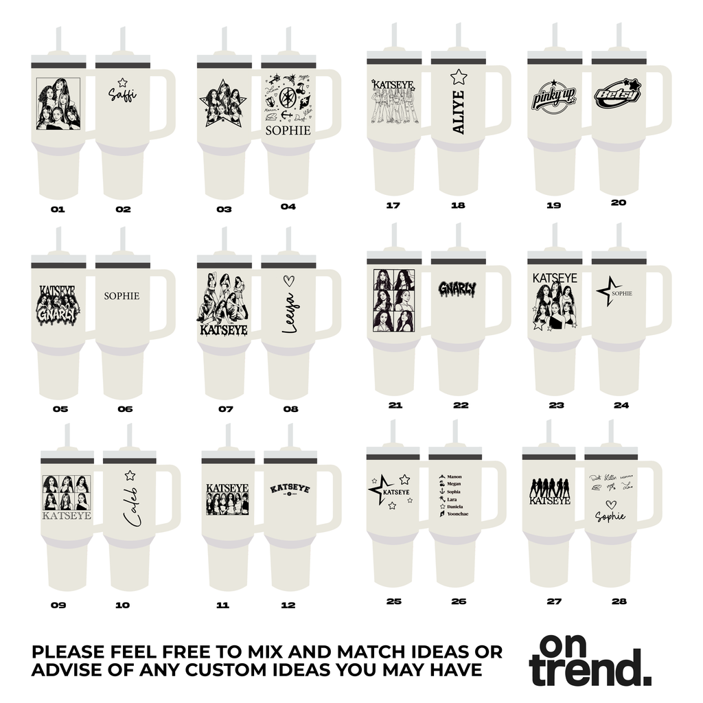 K-Pop Fan Gift girl band Tumbler – Laser Engraved Insulated Cup 400ml, Personalised Quencher-style tumbler cup with handle 14oz